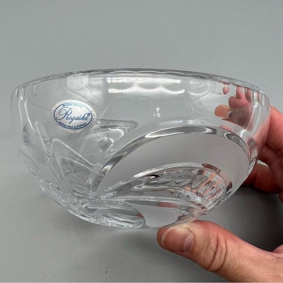 Rogaska Full Lead Crystal Frosted Swirl Bowl Candy Dish 5.5” Yugoslavia - Picture 4 of 9